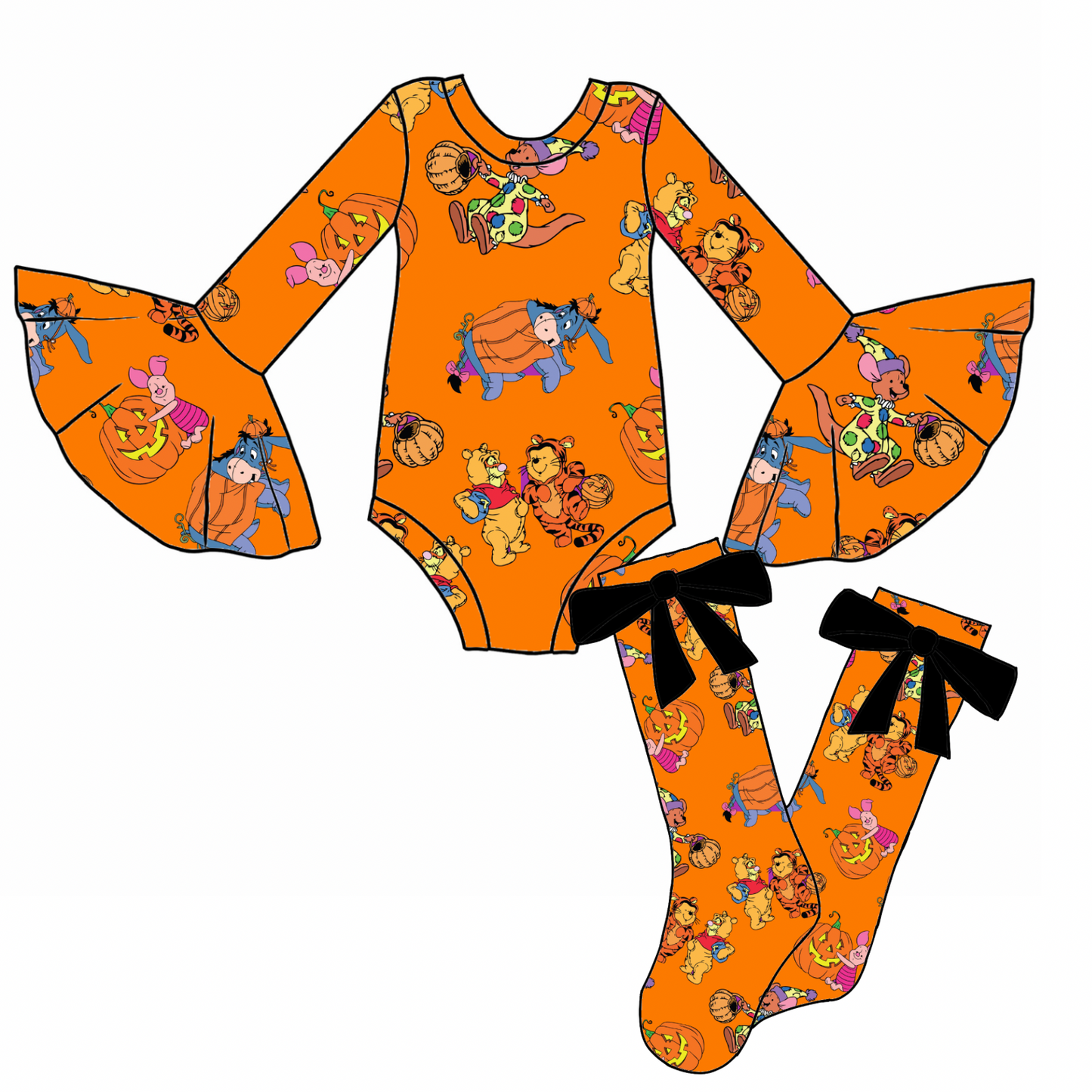 Romper with snaps & bow socks