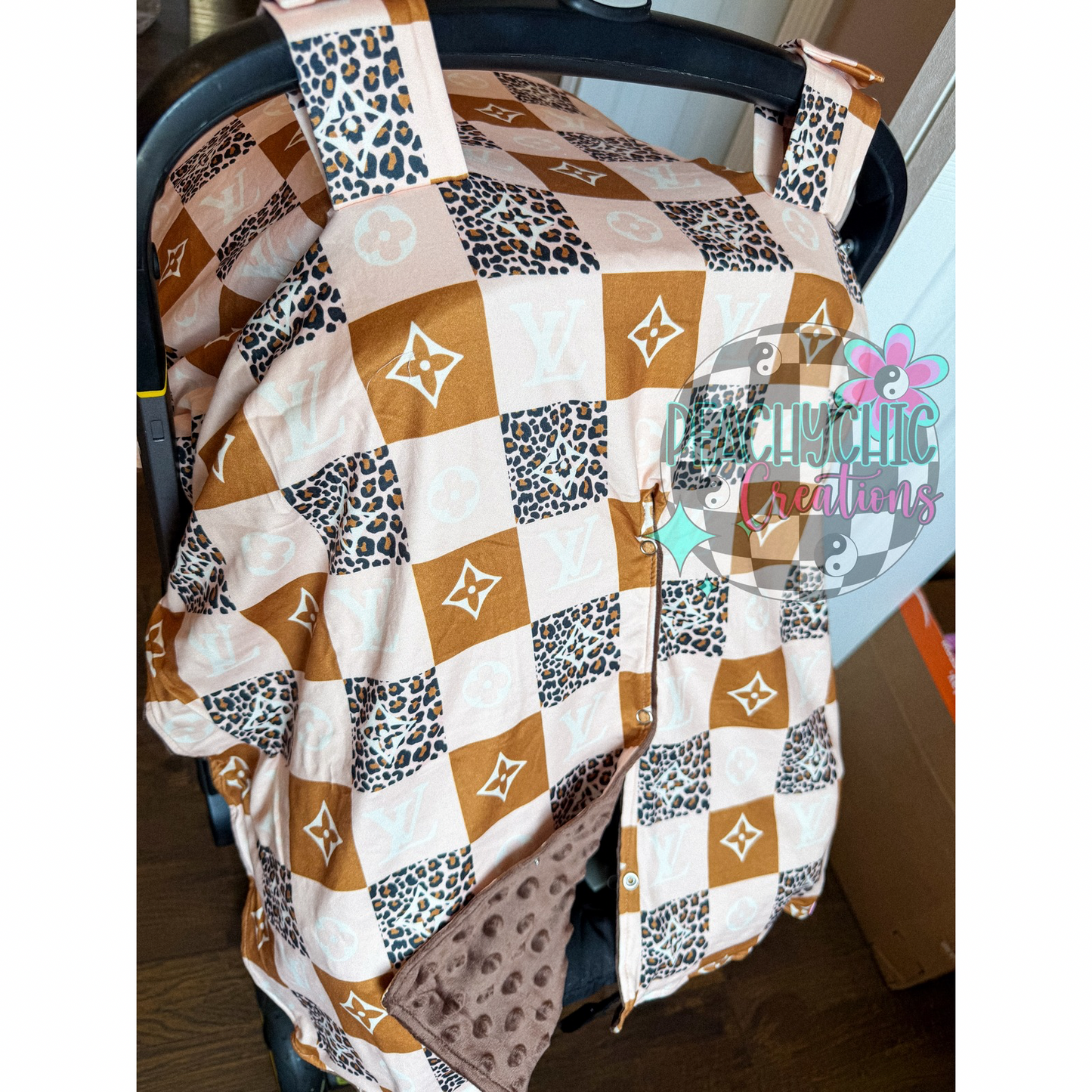 Boujee cheetah minky car seat cover