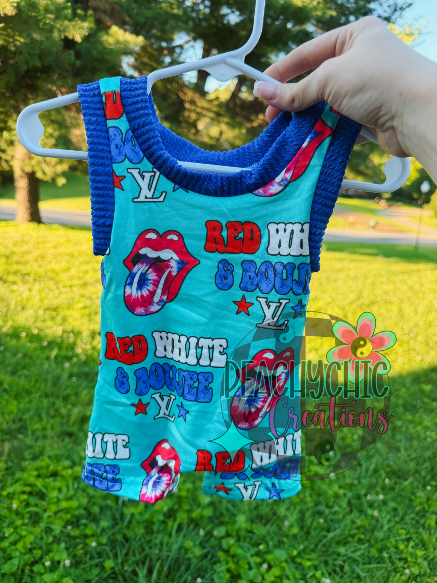 Red white boujee romper