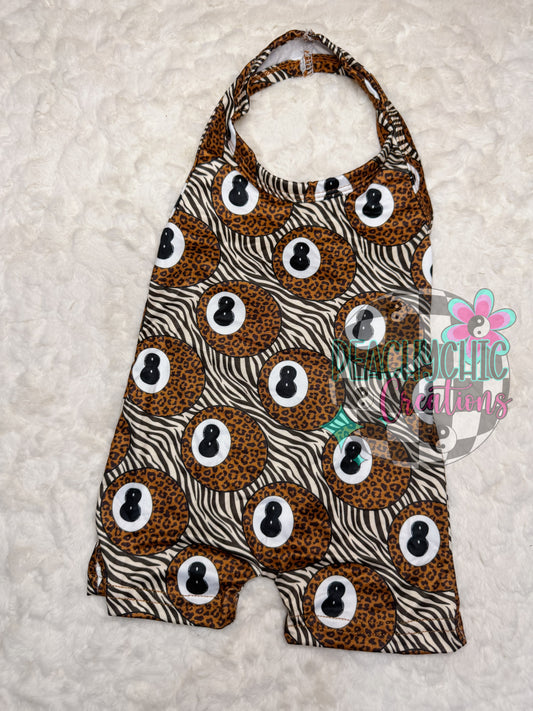 Zebra 8ball halter romper