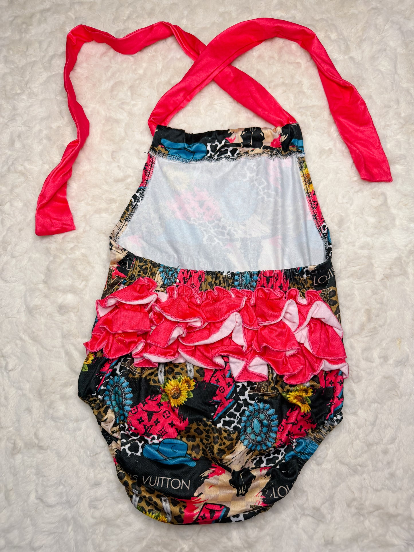 Western ruffle butt romper
