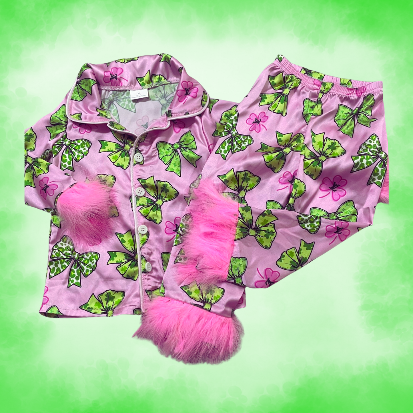 Silk pattys bows pajamas