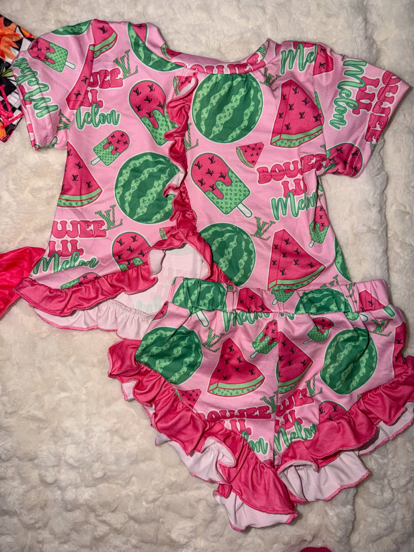 Boujee melon ruffle set