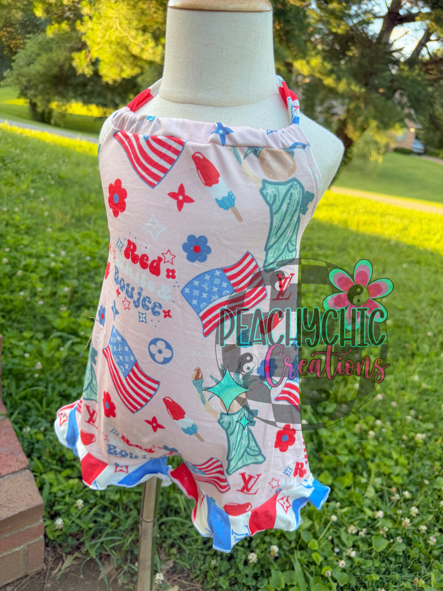 Red white boujee halter romper