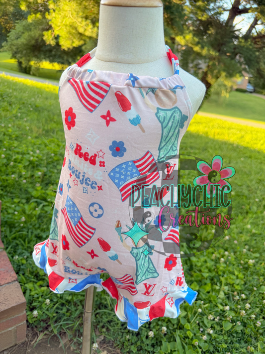 Red white boujee halter romper