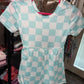 Blue checkered crossback romper