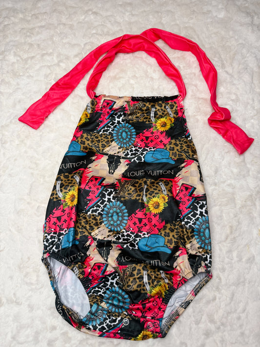 Western ruffle butt romper