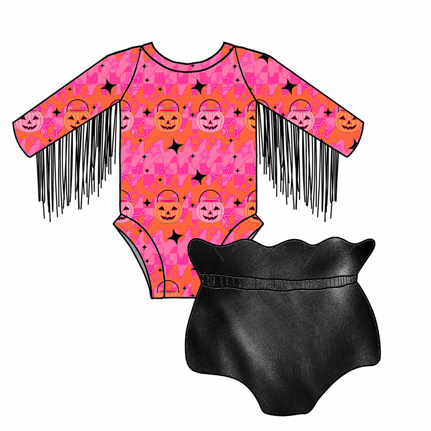 Romper with snaps & pleather bloomies