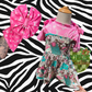 Western tee/ flora romper/ messy wrap set