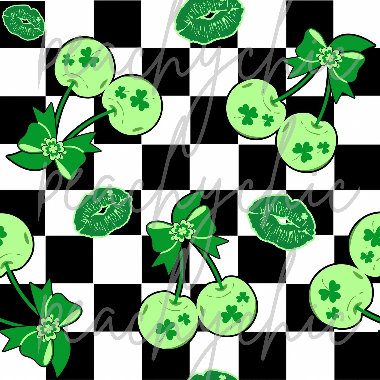 Checkered cherries st patty seamless