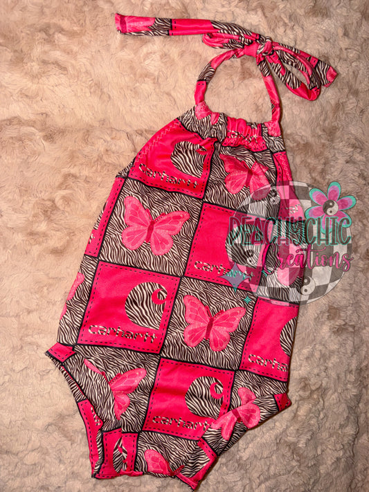 Zebra butterfly ch halter romper