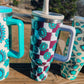 Western checkered 40oz tumbler