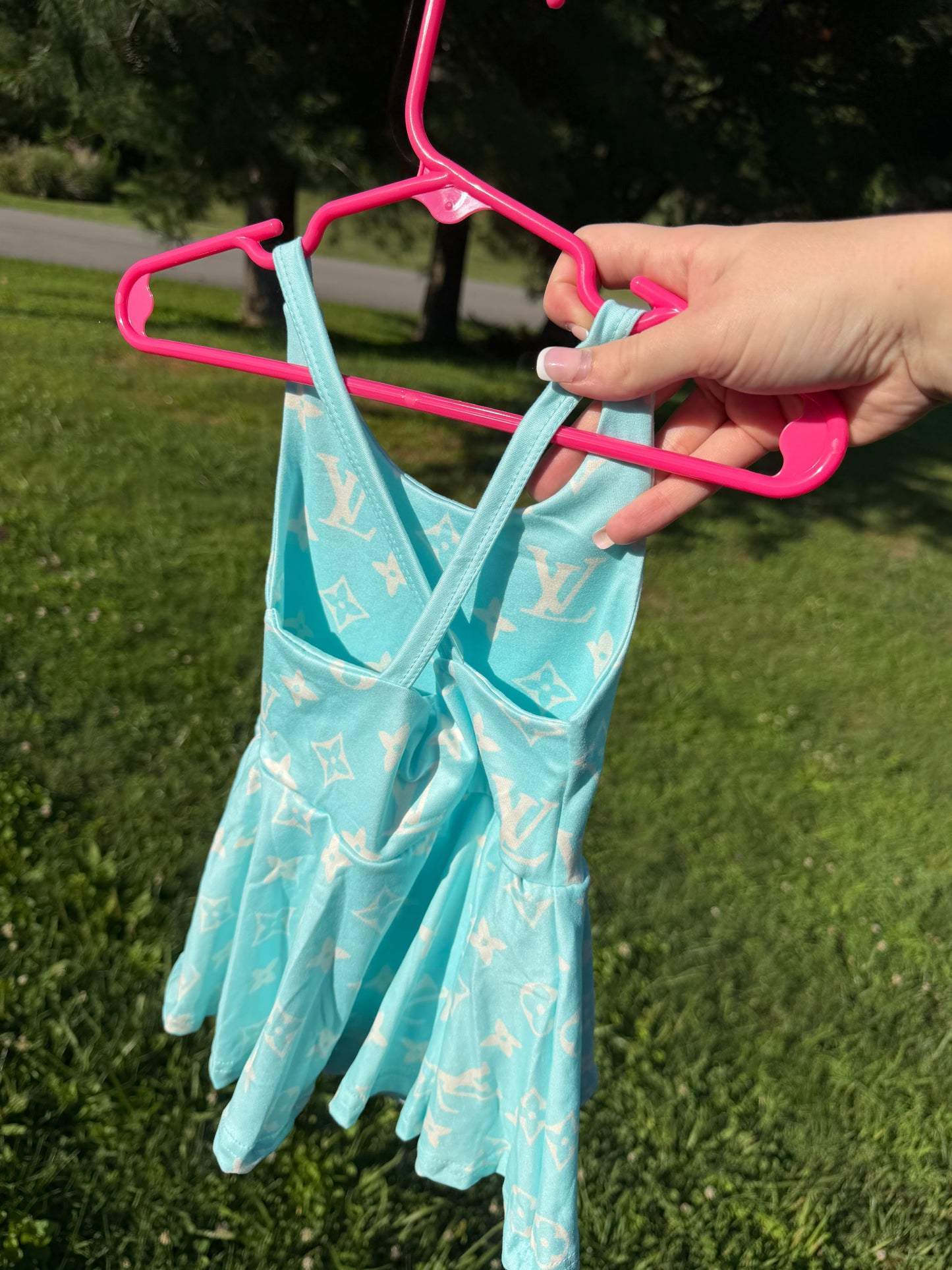 Blue boujee skirted Brielle with snaps