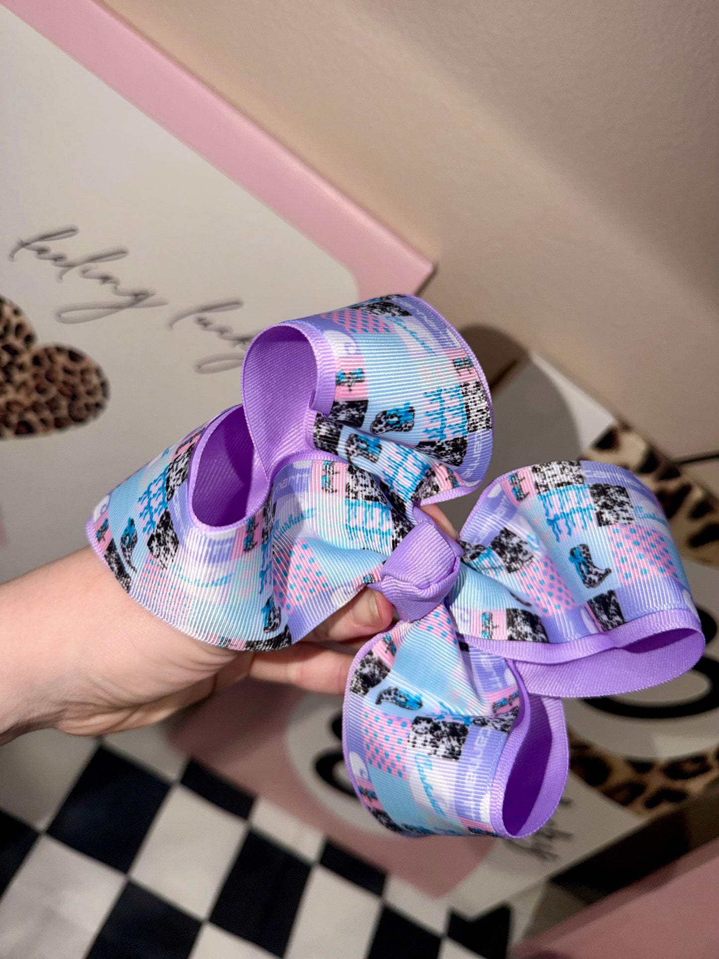 Purple CH clip bow