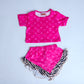 Pink/ zebra ruffle set