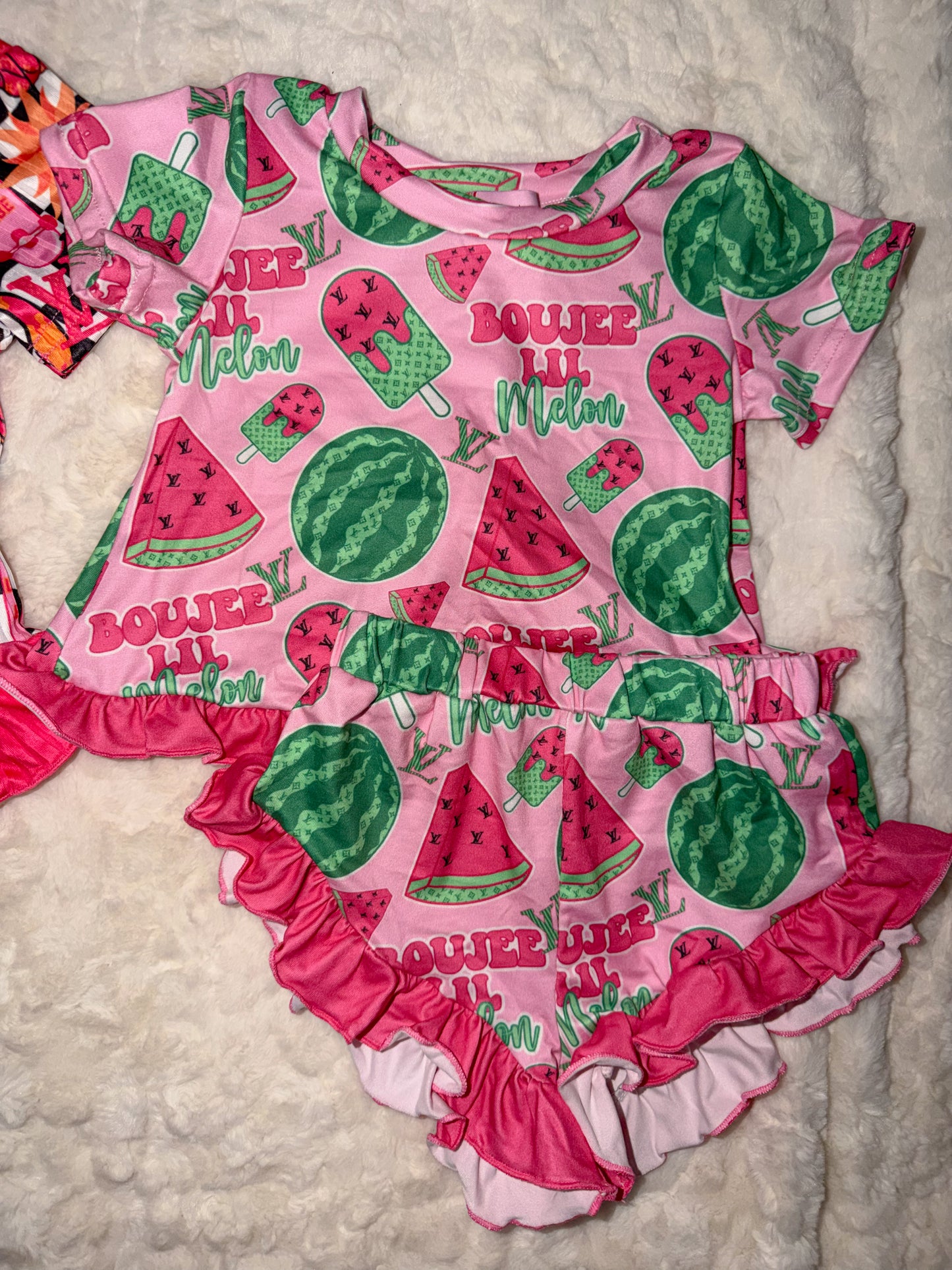 Boujee melon ruffle set