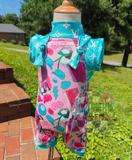 Tank/ knotted overalls set