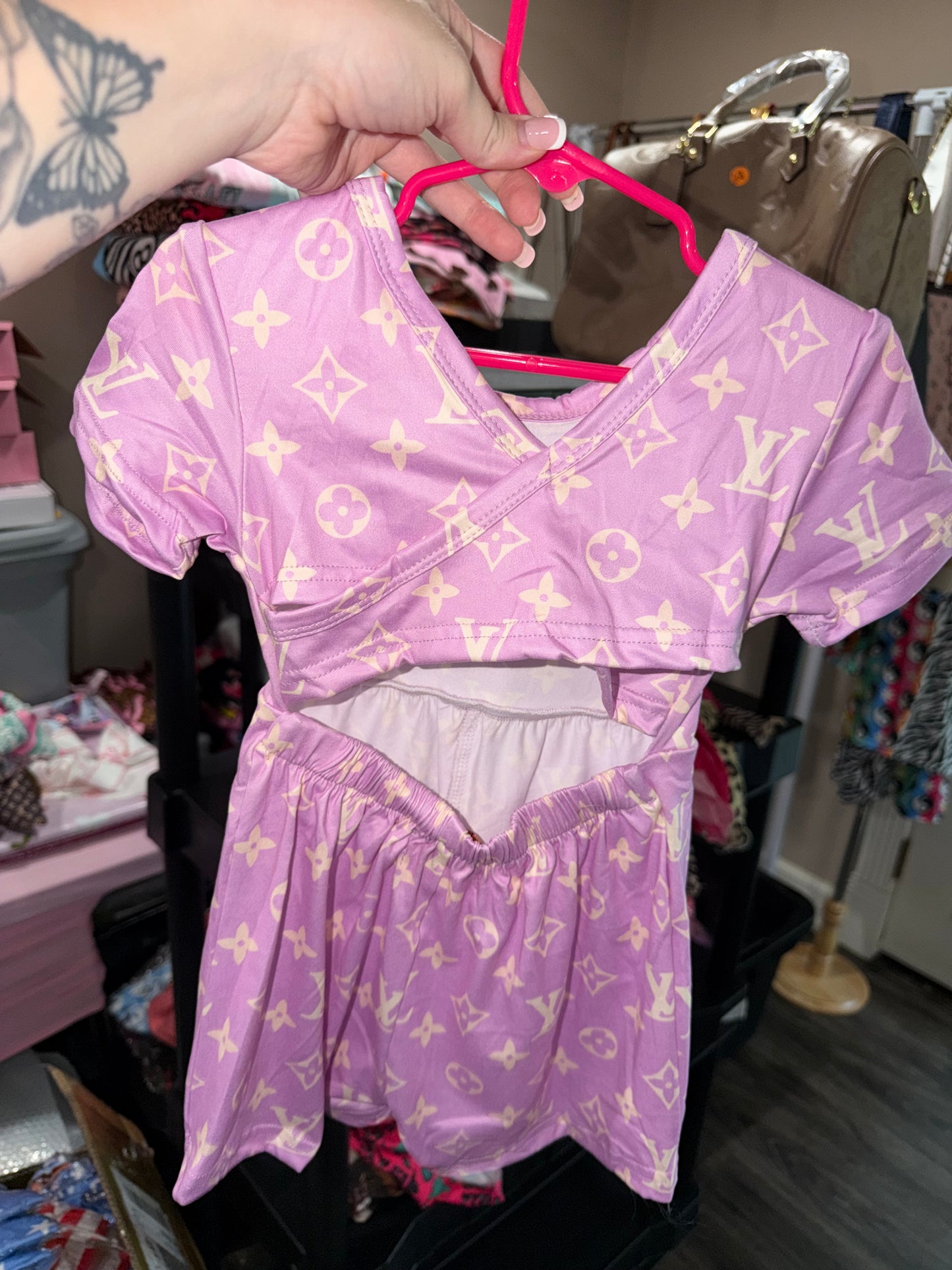Purple boujee crossback romper