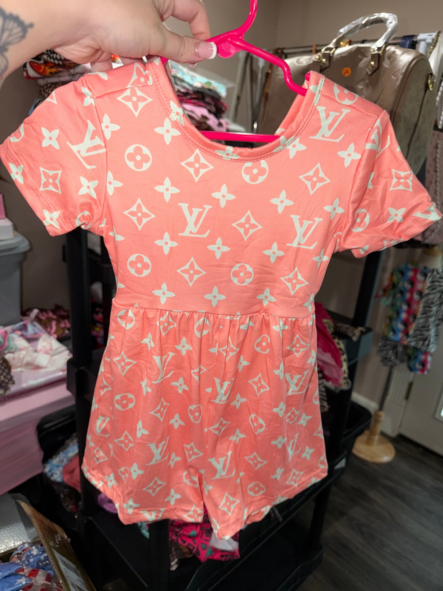Peach boujee crossback romper