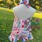 Red white boujee halter romper