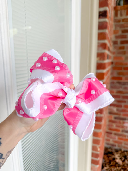 Pearl ribbon clip bows