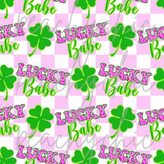 Pink check lucky babe seamless