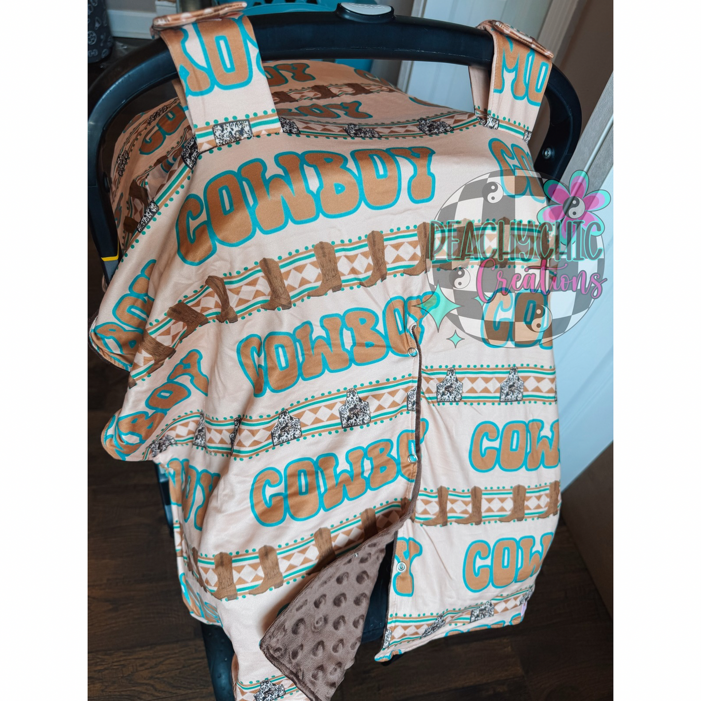 Cowboy minky car seat cover