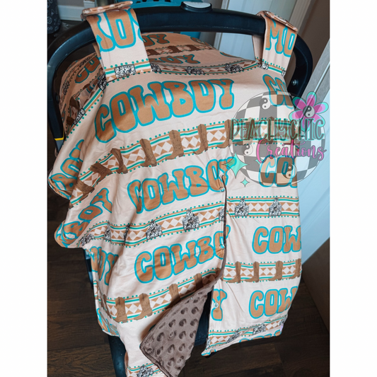 Cowboy minky car seat cover