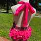 Mamas bestie ruffle butt/ messy wrap set 12/18m