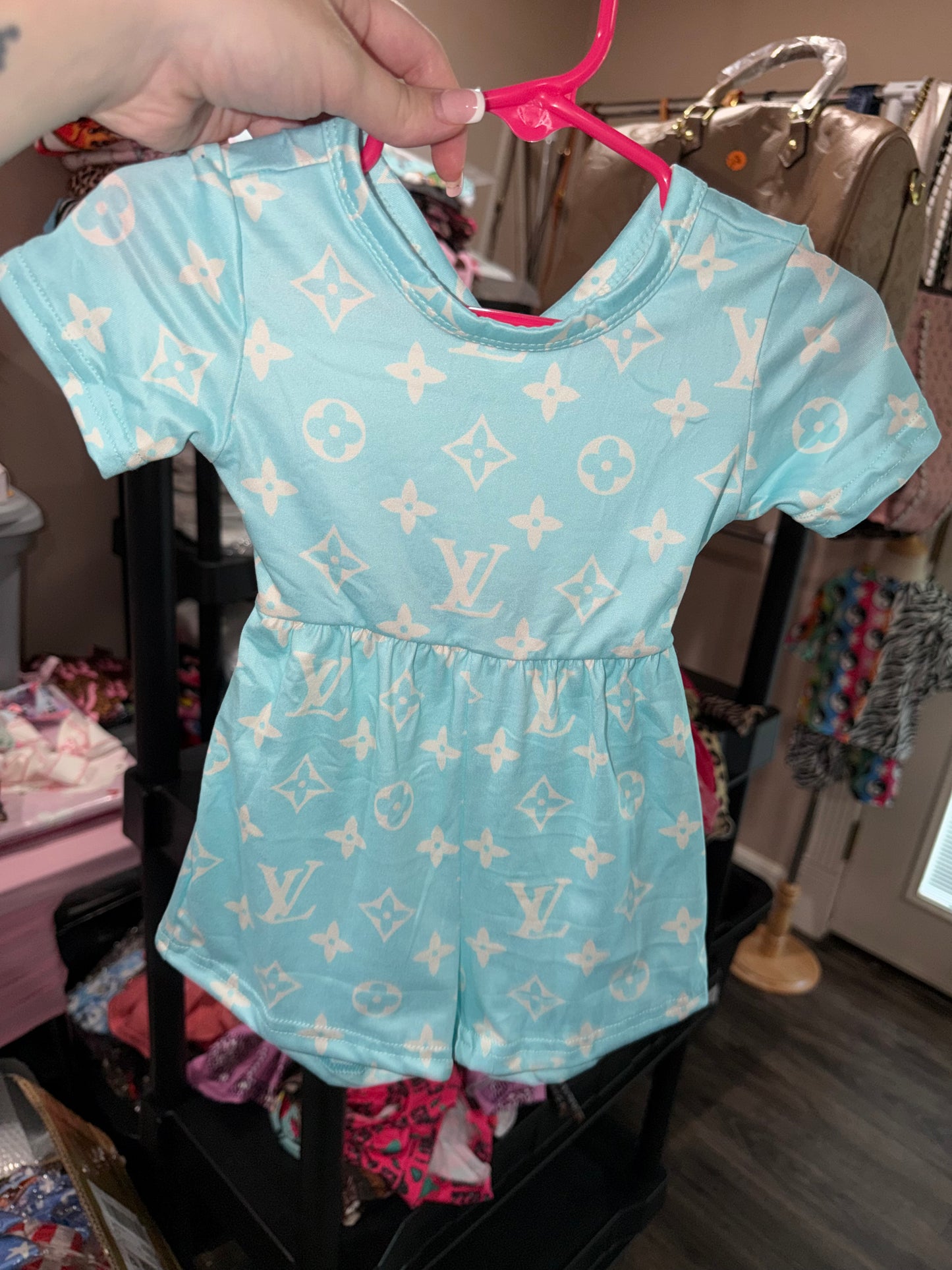 Blue boujee crossback romper