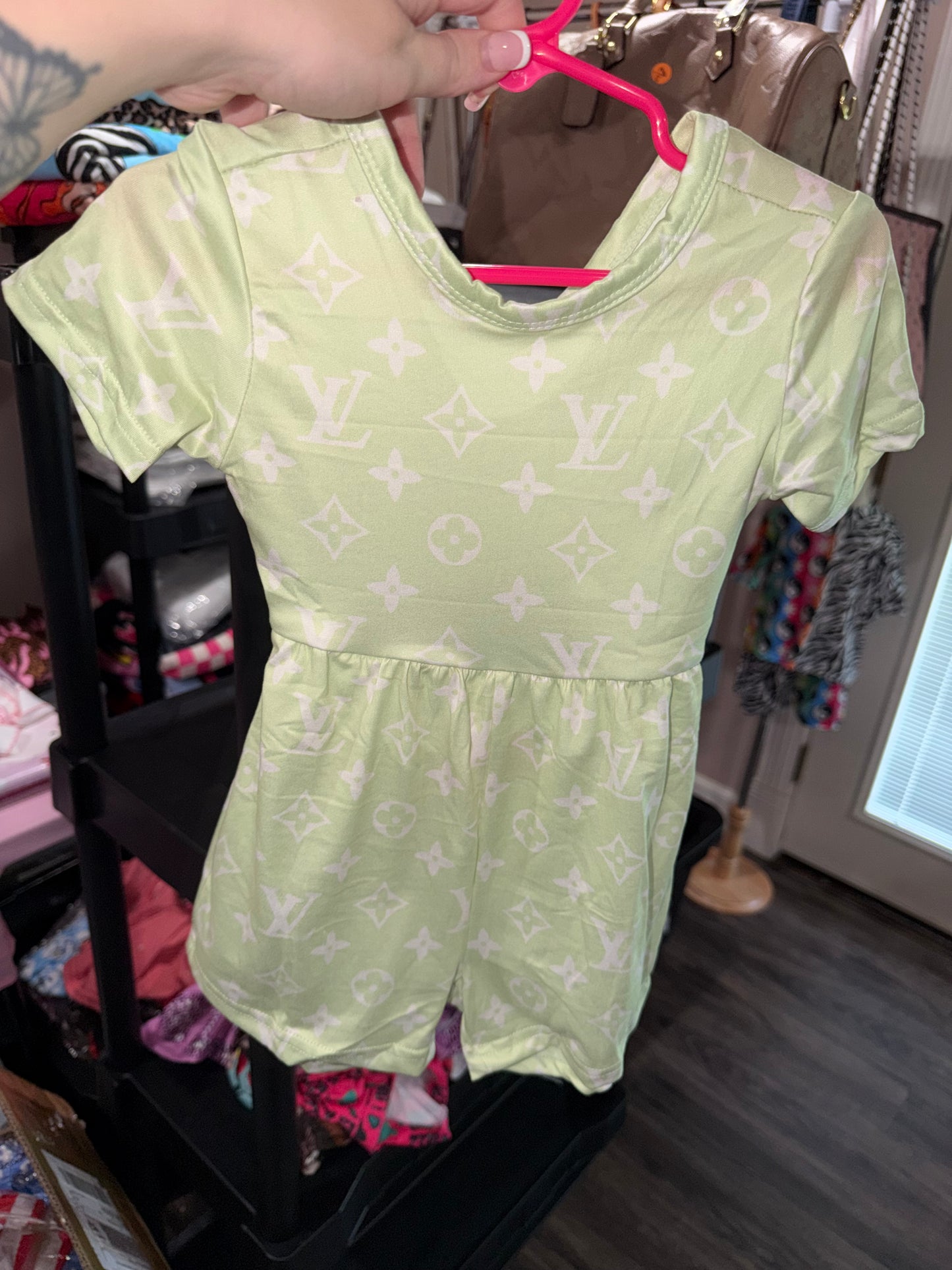 Green boujee crossback romper
