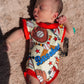 Baseball romper with snaps
