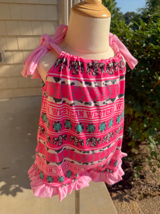 Western babe rose romper (can fit bigger)