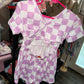 Purple checkered crossback romper 3t