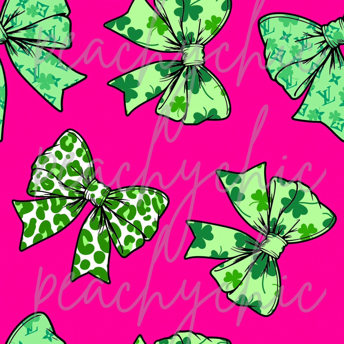 Hot pink st patty bows seamless