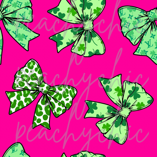 Hot pink st patty bows seamless