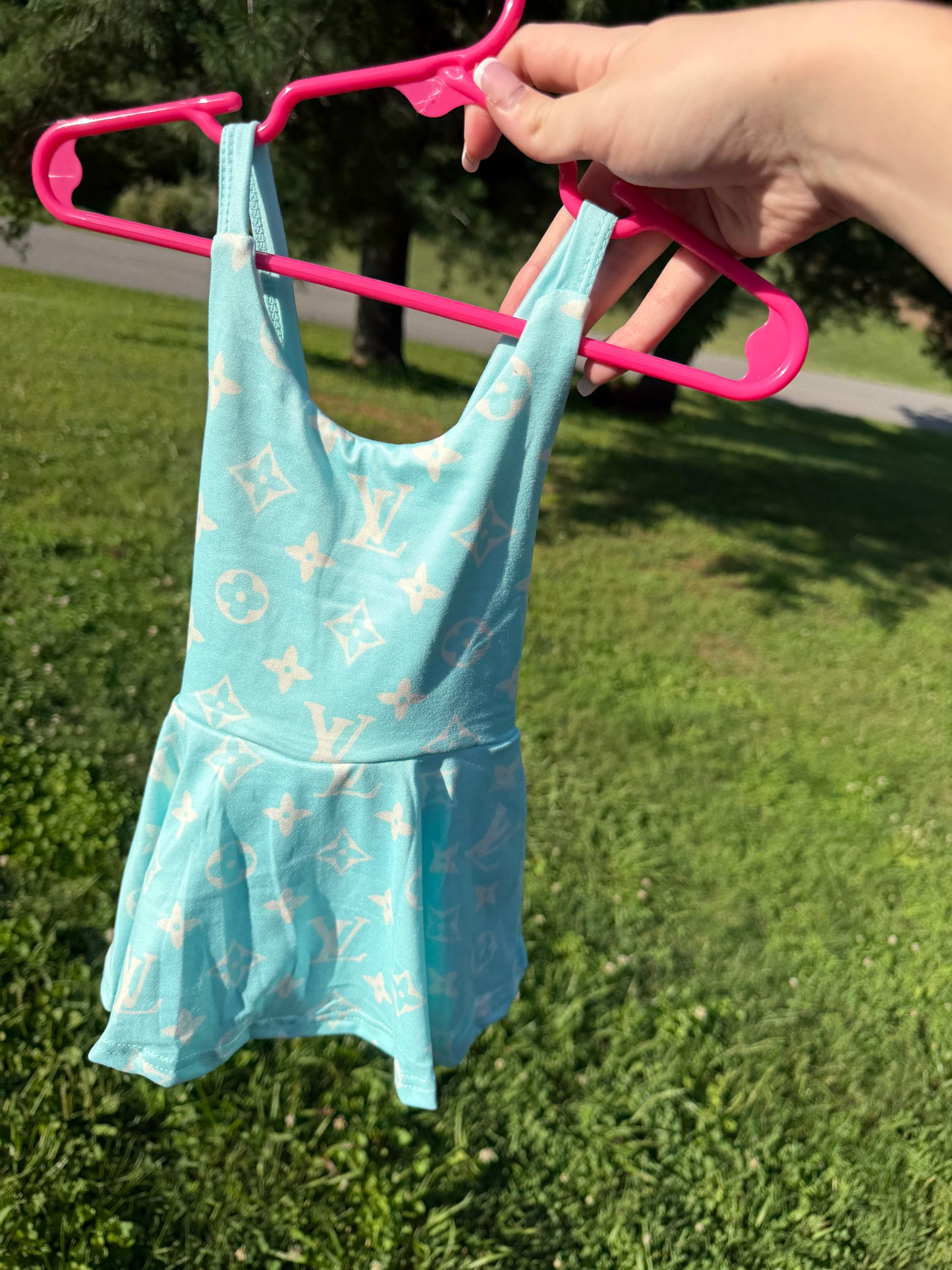 Blue boujee skirted Brielle with snaps